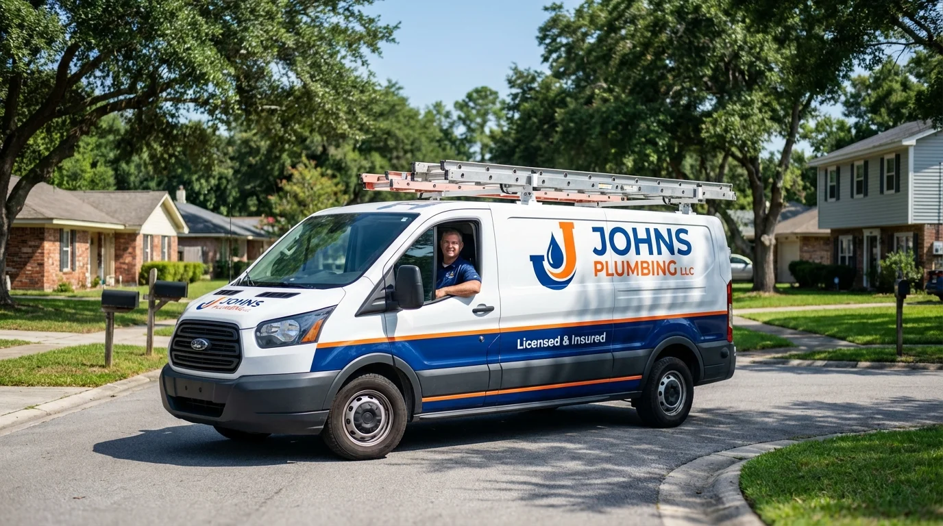 Johns Plumbing LLC service van in Clarence Center, NY
