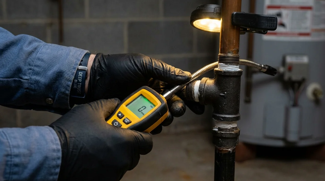 Gas leak detection with electronic sniffer by Johns Plumbing LLC in Clarence Center